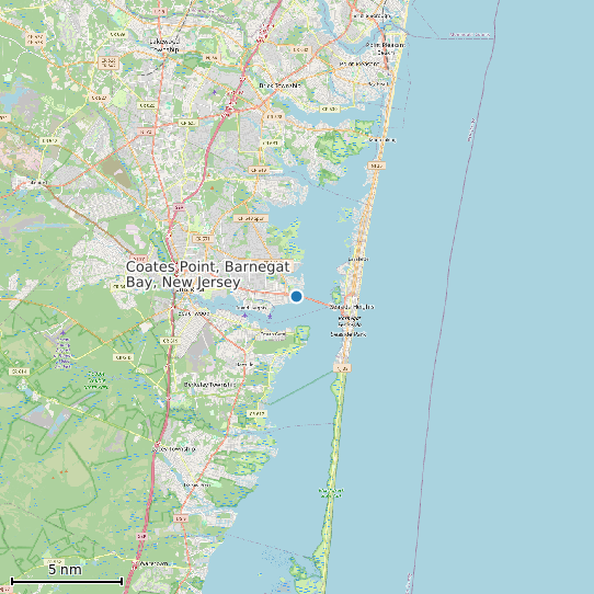 Map of Coates Point, Barnegat Bay, New Jersey Tide Prediction Station