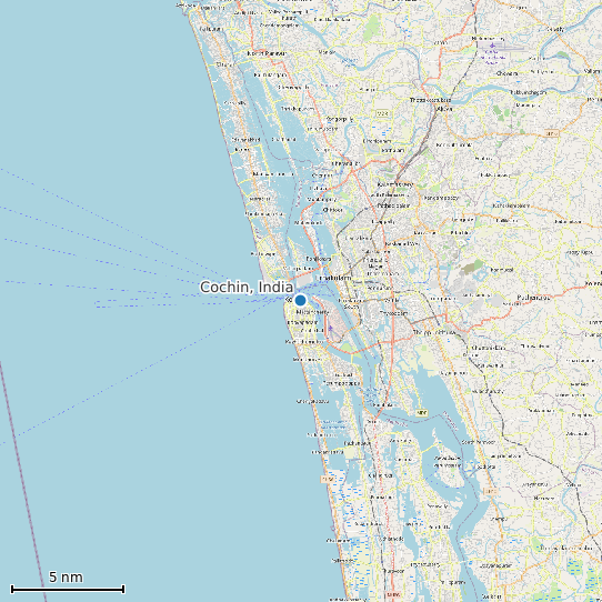 Map of Cochin, India Tide Prediction Station