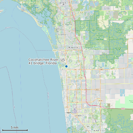 Map of Cocohatchee River, US 41 bridge, Florida Tide Prediction Station