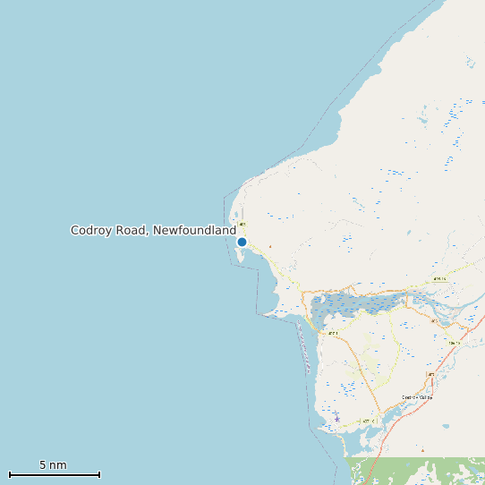 Map of Codroy Road, Newfoundland Tide Prediction Station