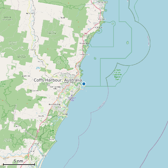 Map of Coffs Harbour, Australia Tide Prediction Station