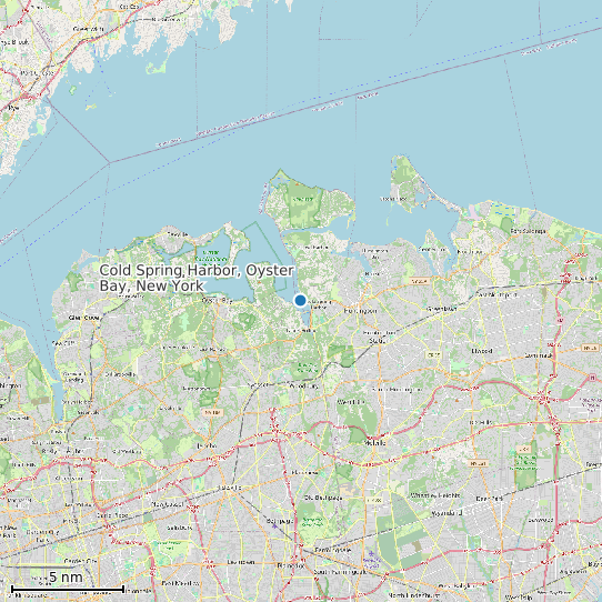 Map of Cold Spring Harbor, Oyster Bay, New York Tide Prediction Station