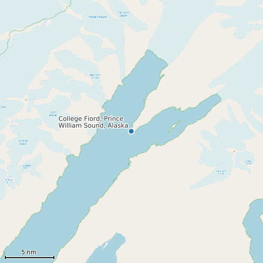 Map of College Fiord, Prince William Sound, Alaska Tide Prediction Station