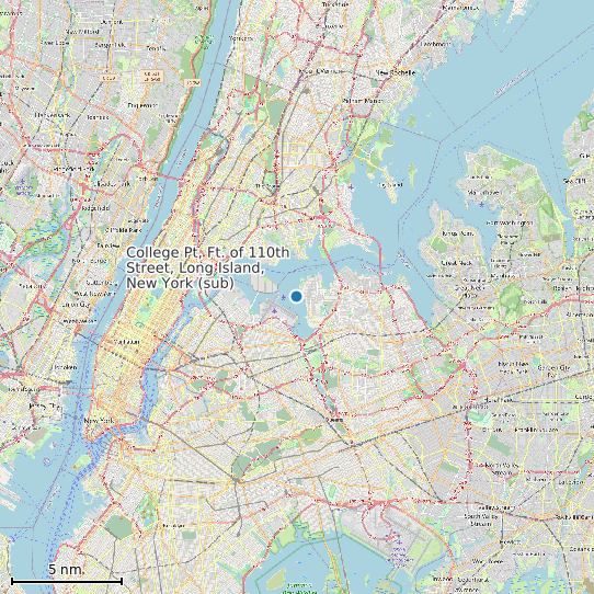 Map of College Pt, Ft. of 110th Street, Long Island, New York (sub) Tide Prediction Station