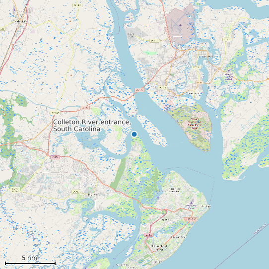 Map of Colleton River entrance, South Carolina Tide Prediction Station