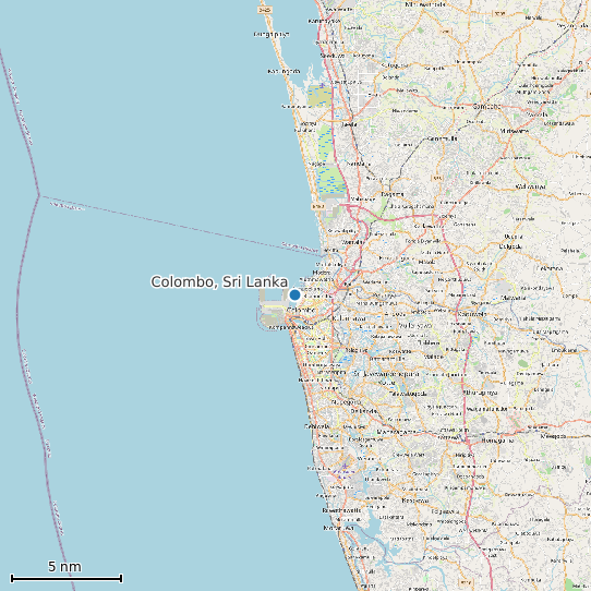Map of Colombo, Sri Lanka Tide Prediction Station