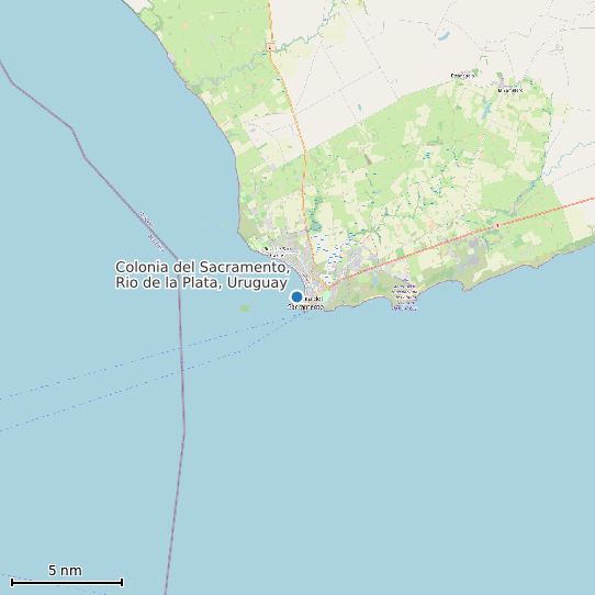 Map of Colonia del Sacramento, Rio de la Plata, Uruguay Tide Prediction Station