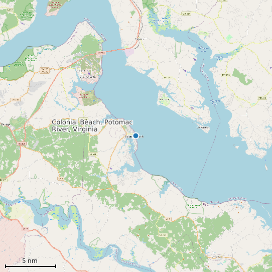 Map of Colonial Beach, Potomac River, Virginia Tide Prediction Station