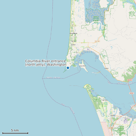 Map of Columbia River entrance (north jetty), Washington Tide Prediction Station