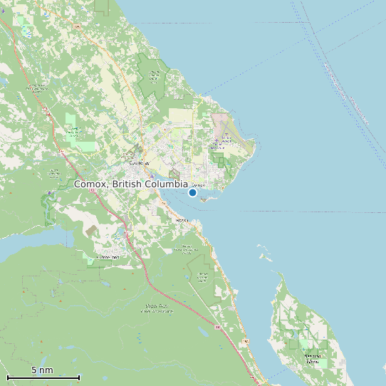 Map of Comox, British Columbia Tide Prediction Station