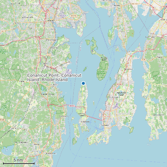Map of Conanicut Point, Conanicut Island, Rhode Island Tide Prediction Station