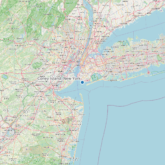 Map of Coney Island, New York Tide Prediction Station