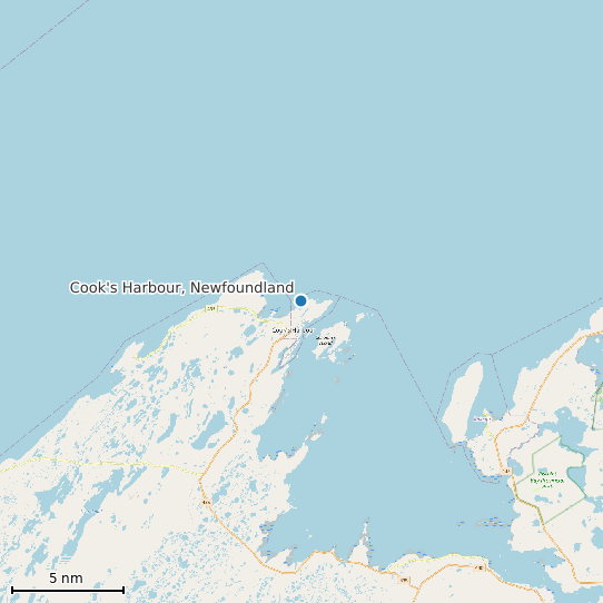 Map of Cook's Harbour, Newfoundland Tide Prediction Station