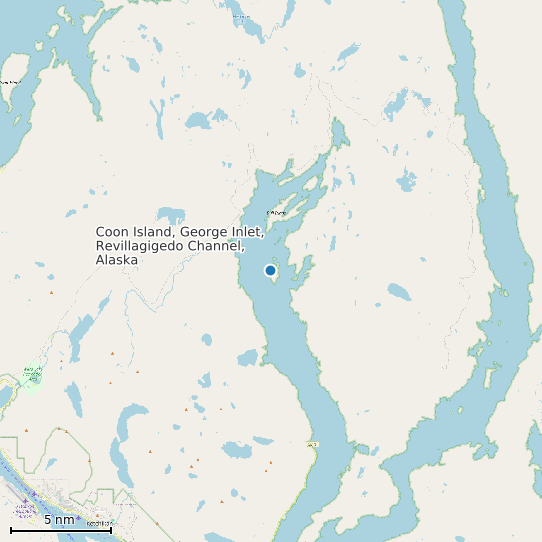 Map of Coon Island, George Inlet, Revillagigedo Channel, Alaska Tide Prediction Station
