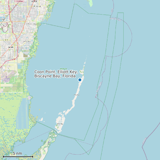 Map of Coon Point, Elliott Key, Biscayne Bay, Florida Tide Prediction Station
