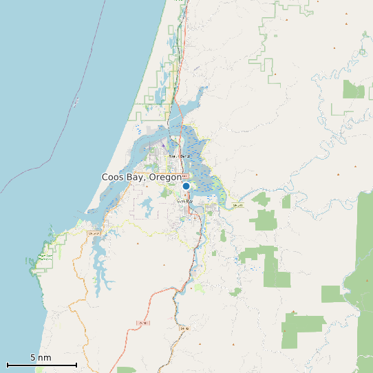 Map of Coos Bay, Oregon Tide Prediction Station