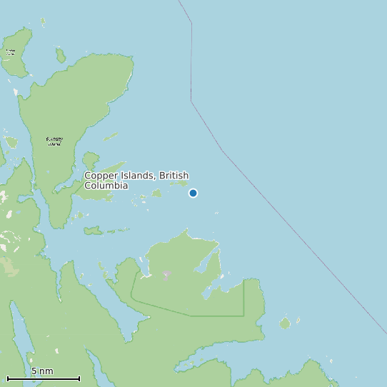 Map of Copper Islands, British Columbia Tide Prediction Station