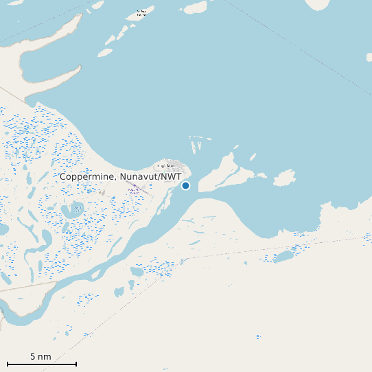 Map of Coppermine, Nunavut/NWT Tide Prediction Station