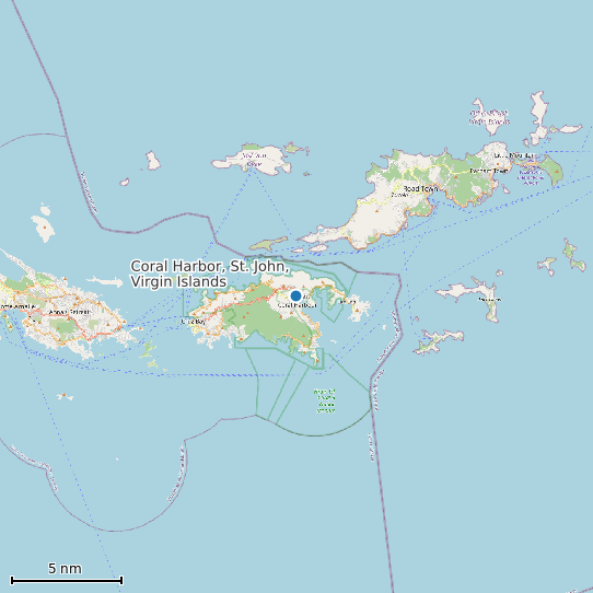 Map of Coral Harbor, St. John, Virgin Islands Tide Prediction Station