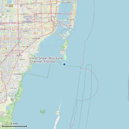 Map of Coral Shoal, Biscayne Channel, Florida Tide Prediction Station