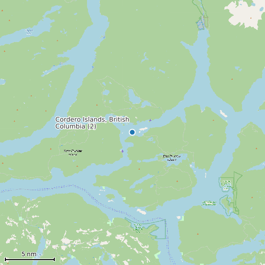 Map of Cordero Islands, British Columbia (2) Tide Prediction Station