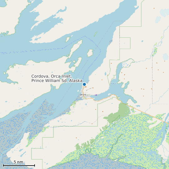 Map of Cordova, Orca Inlet, Prince William Sd, Alaska Tide Prediction Station