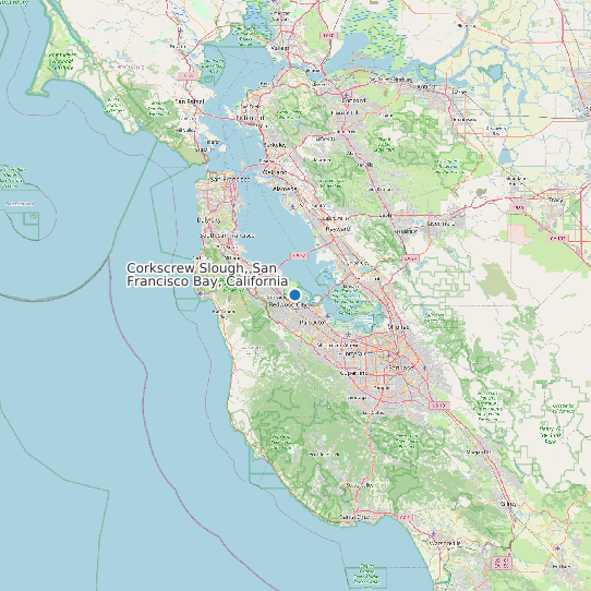 Map of Corkscrew Slough, San Francisco Bay, California Tide Prediction Station