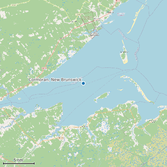 Map of Cormoran, New Brunswick Tide Prediction Station