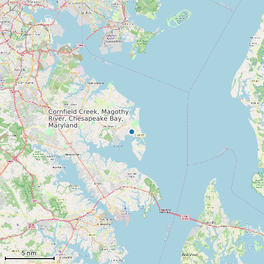 Map of Cornfield Creek, Magothy River, Chesapeake Bay, Maryland Tide Prediction Station