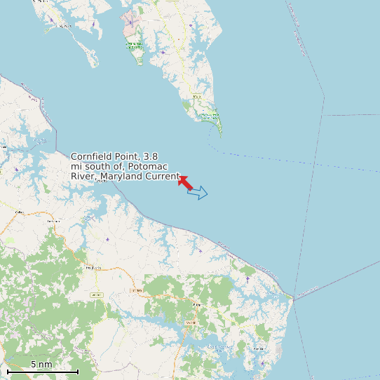 Map of Cornfield Point, 3.8 mi south of, Potomac River, Maryland Current Prediction Station