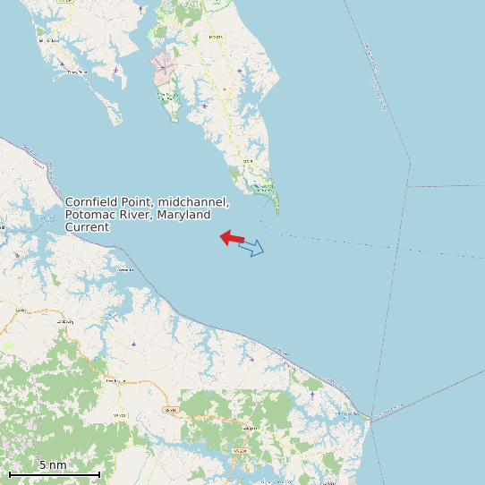 Map of Cornfield Point, midchannel, Potomac River, Maryland Current Prediction Station