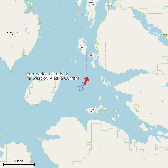 Map of Coronados Islands, 2 mi west of, Alaska Current Prediction Station