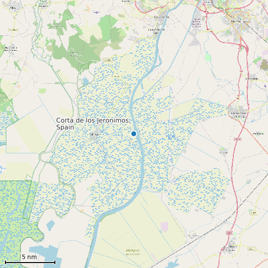 Map of Corta de los Jeronimos, Spain Tide Prediction Station