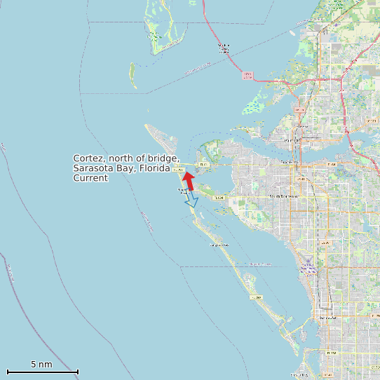 Map of Cortez, north of bridge, Sarasota Bay, Florida Current Prediction Station