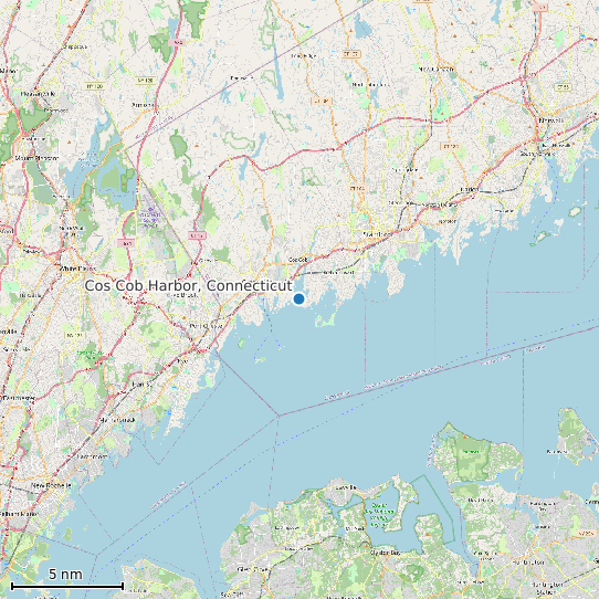 Map of Cos Cob Harbor, Connecticut Tide Prediction Station