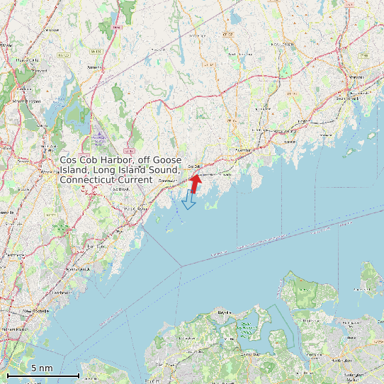 Map of Cos Cob Harbor, off Goose Island, Long Island Sound, Connecticut Current Prediction Station