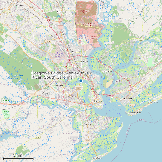 Map of Cosgrove Bridge, Ashley River, South Carolina Tide Prediction Station