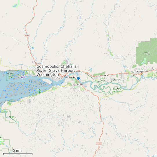 Map of Cosmopolis, Chehalis River, Grays Harbor, Washington Tide Prediction Station
