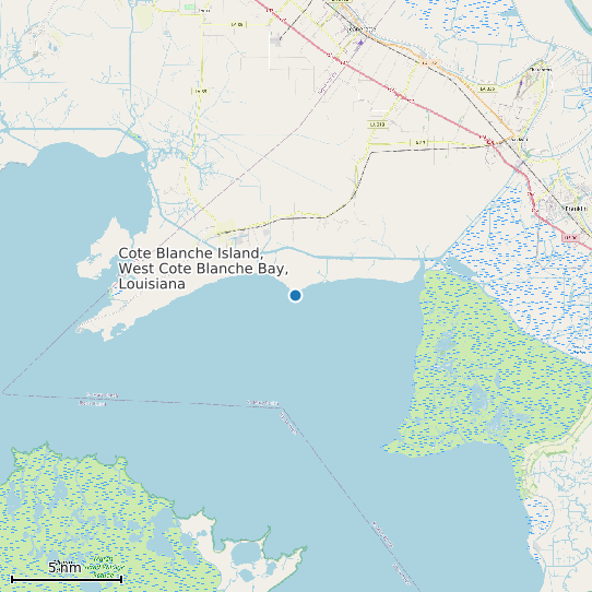 Map of Cote Blanche Island, West Cote Blanche Bay, Louisiana Tide Prediction Station