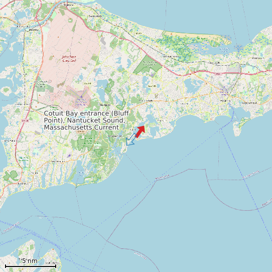 Map of Cotuit Bay entrance (Bluff Point), Nantucket Sound, Massachusetts Current Prediction Station
