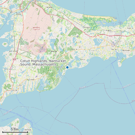 Map of Cotuit Highlands, Nantucket Sound, Massachusetts Tide Prediction Station