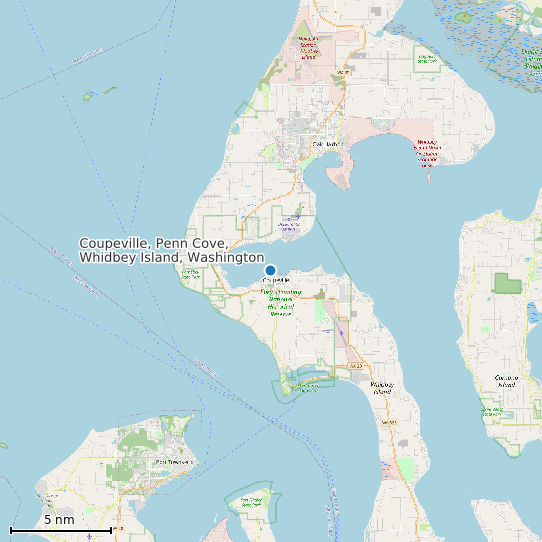 Map of Coupeville, Penn Cove, Whidbey Island, Washington Tide Prediction Station