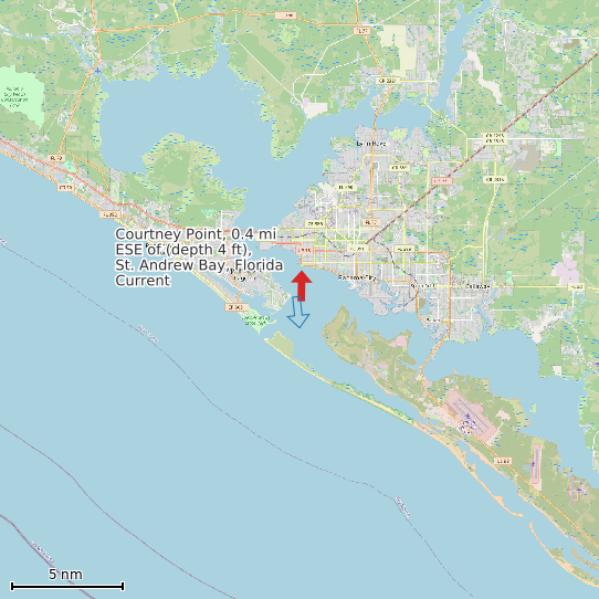 Map of Courtney Point, 0.4 mi ESE of (depth 4 ft), St. Andrew Bay, Florida Current Prediction Station