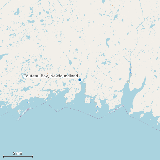 Map of Couteau Bay, Newfoundland Tide Prediction Station