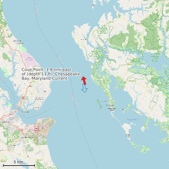 Map of Cove Point, 3.9 nmi east of (depth 11 ft), Chesapeake Bay, Maryland Current Prediction Station
