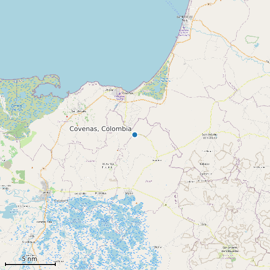 Map of Covenas, Colombia Tide Prediction Station