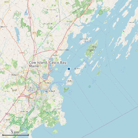 Map of Cow Island, Casco Bay, Maine Tide Prediction Station