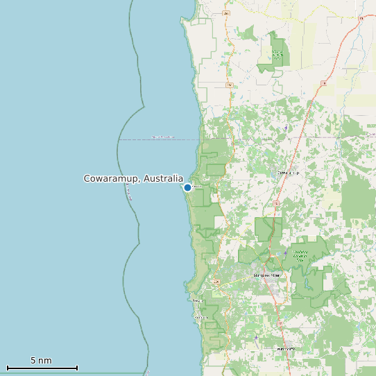 Map of Cowaramup, Australia Tide Prediction Station