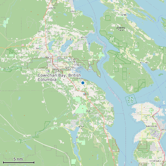 Map of Cowichan Bay, British Columbia Tide Prediction Station