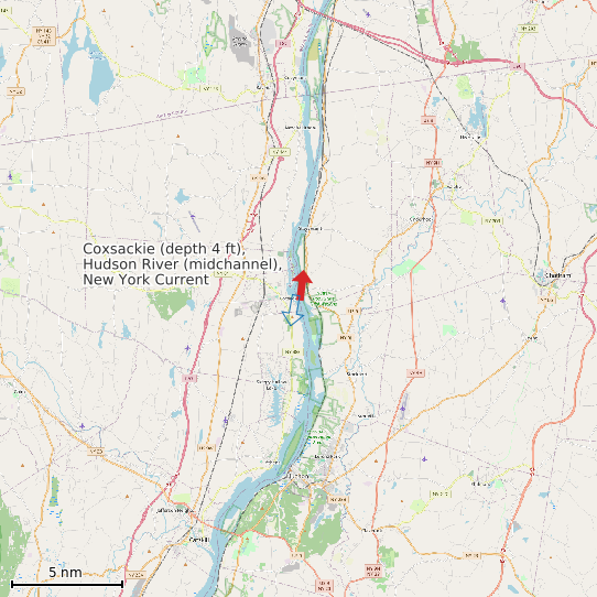 Map of Coxsackie (depth 4 ft), Hudson River (midchannel), New York Current Prediction Station